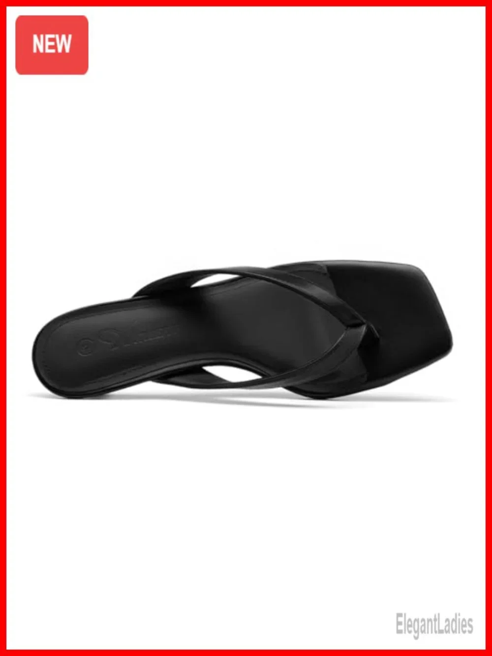 Square Toe Kitten Heel Flip Flop Sandals - Low Heel Slip On Thong Sandals